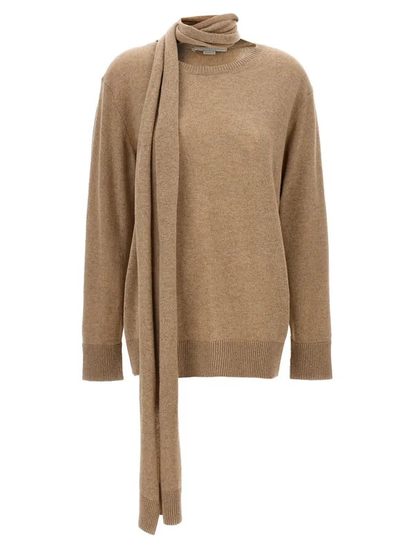 Scarf Detail Sweater Sweaters And Cardigans Beige - Stella McCartney