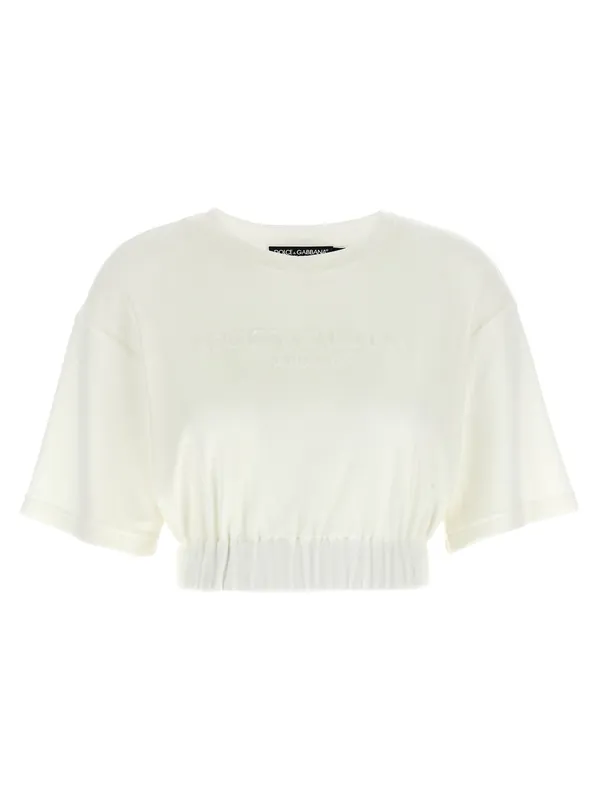 Logo Chenille Top Tops White - Dolce & Gabbana