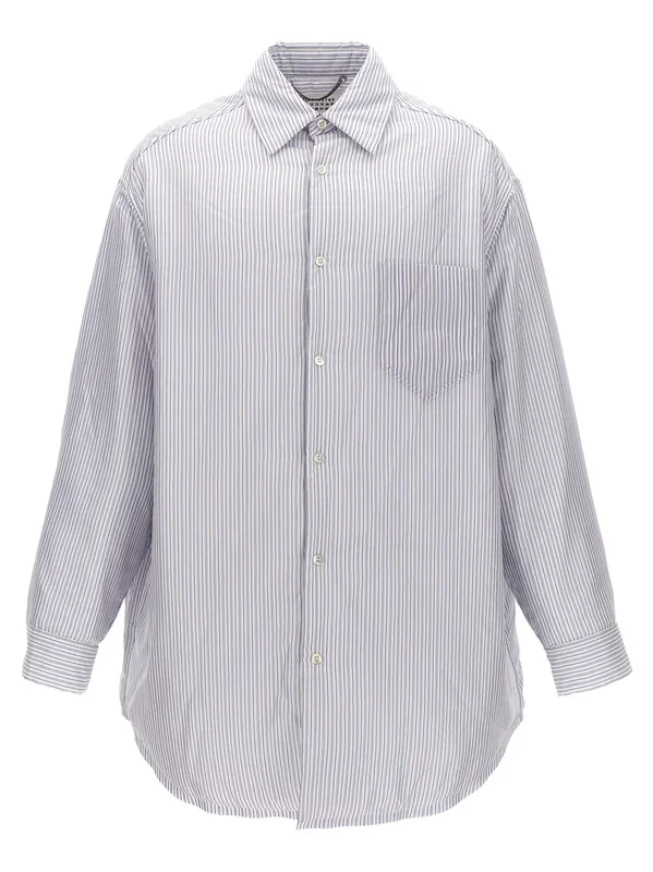 Striped Shirt Jacket Puffer Jackets Light Blue - Maison Margiela