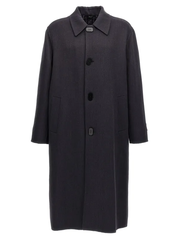Double Wool Coat Coats And Trench Coats Blue - Fendi