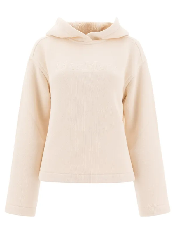 Hoodie With Embroidered Logo Sweatshirts White - Max Mara