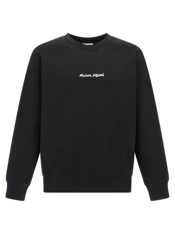 Logo Embroidery Sweatshirt Black - Maison Kitsuné