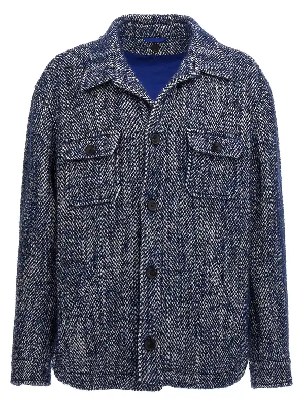 Chevron Wool Jacket Puffer Jackets Blue - Etro