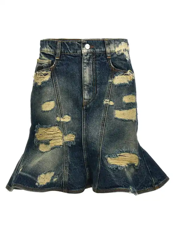 The Rip And Repair Straight Jean Skirts Blue - Marc Jacobs