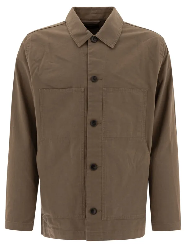 Cotton And Linen Utility Jacket Jackets And Coats Green - Vince