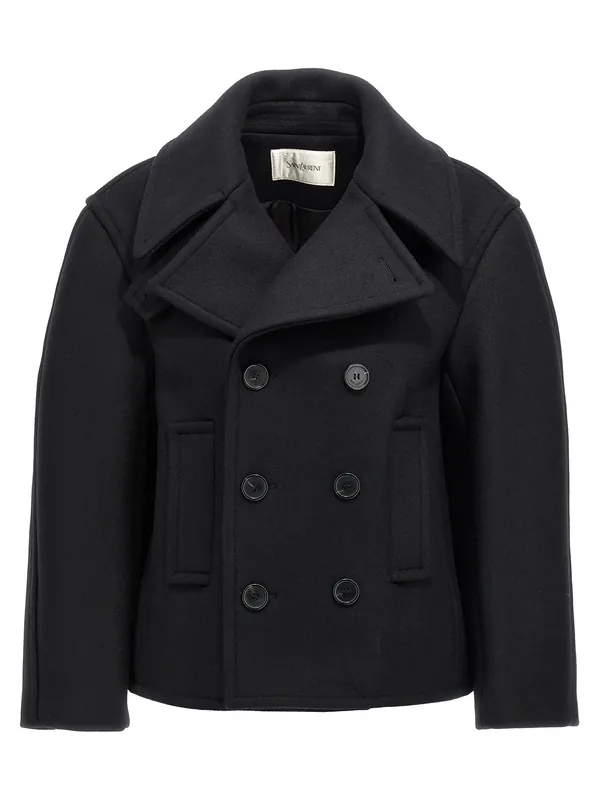 Oversized Caban Coat Coats And Trench Coats Black - Saint Laurent