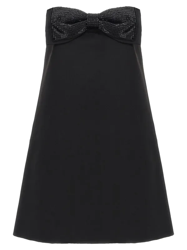 Black Crepe Bandeau Mini Dresses Black - Self-Portrait