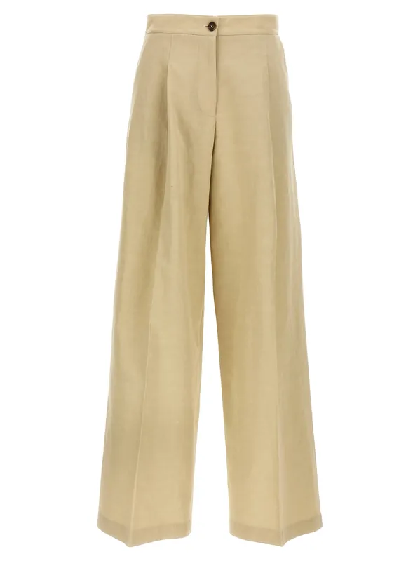 Linen Trousers Pants Beige - Yves Salomon