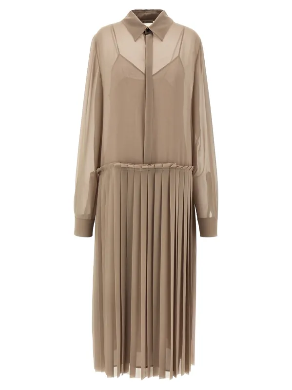 Pleated Midi Dresses Beige - Ami Paris