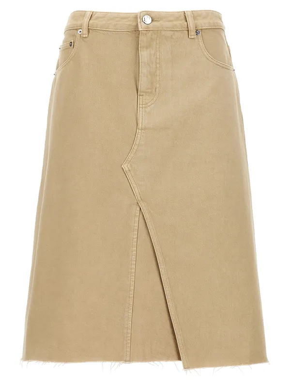 Deconstructed Midi Skirts Beige - Tory Burch