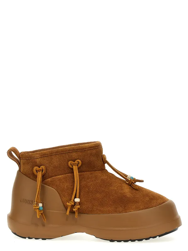 Luna Low Suede Beads Boots And Ankle Boots Brown - Moon Boot