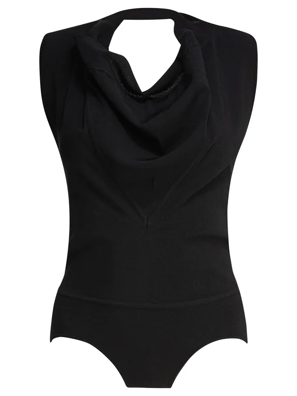 Sleeveless Draped Bodysuit Tops Black - Max Mara