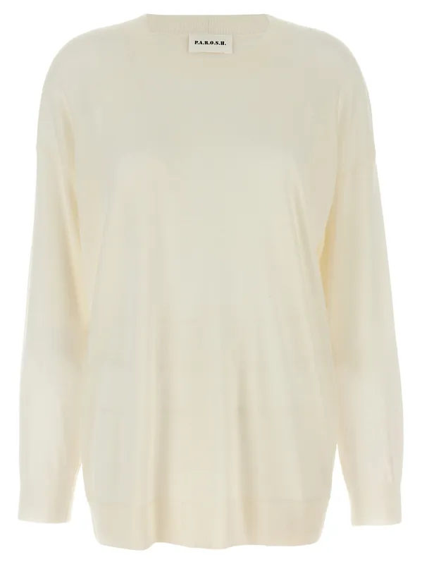 Crew-Neck Sweater Sweaters And Cardigans White