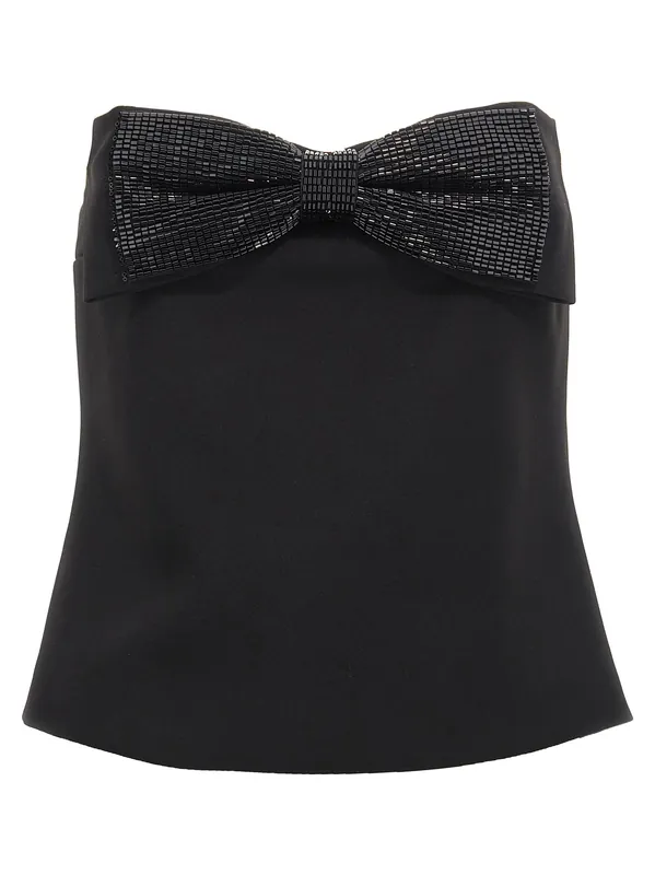 Black Crepe Bandeau Tops Black - Self-Portrait