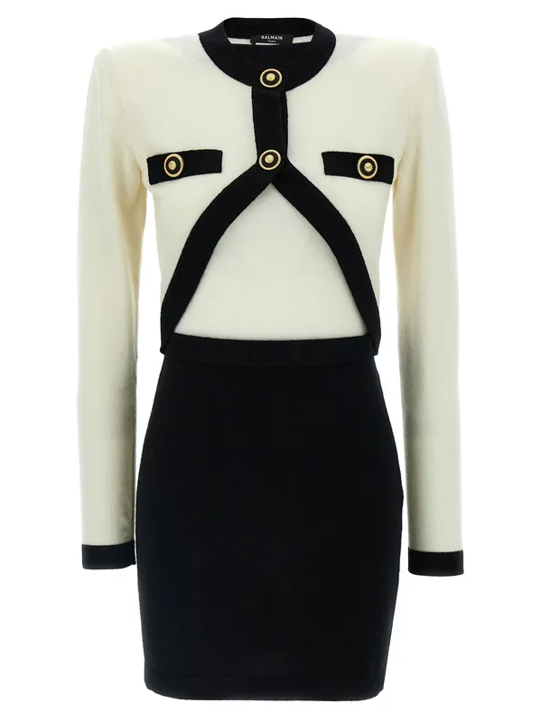 Filo Leone Catena Dresses White/Black - Balmain