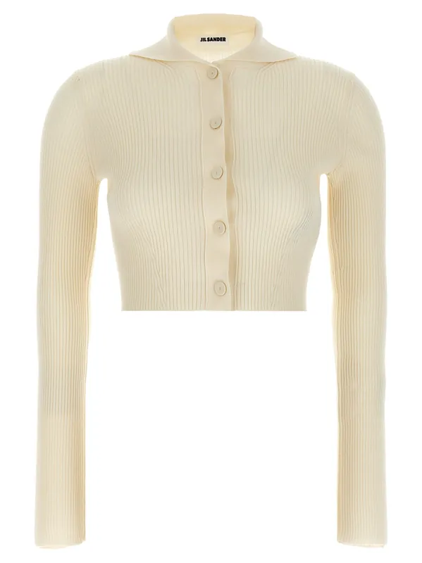 Ribbed Cardigan Sweaters And Cardigans White - Jil Sander