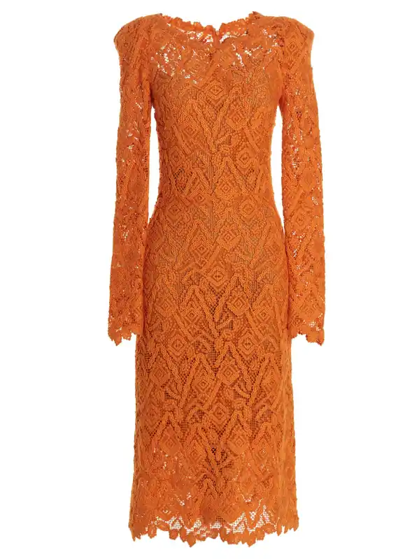 Macramé Lace Dress Dresses Orange - Ermanno Scervino