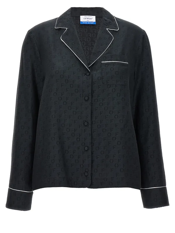 Off Jaquard Pajama Shirt And Blouse Black - Off-White