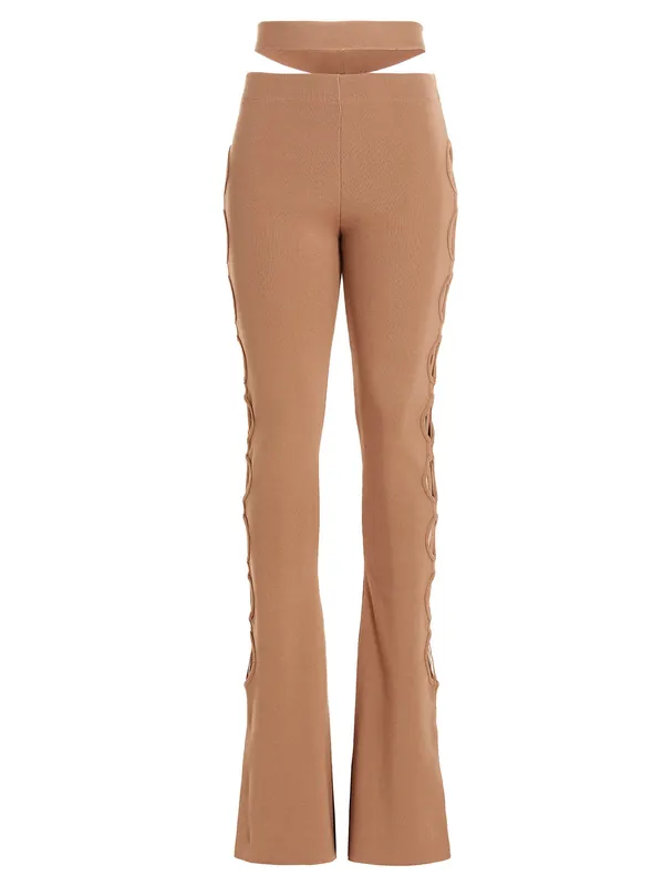 Cut Out With Lacing Pants Beige - AndreĀDamo