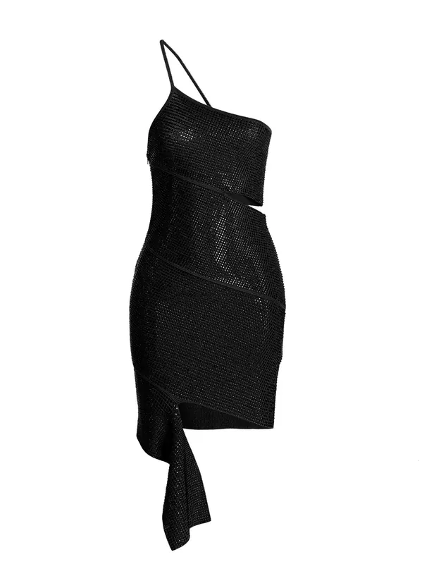 Sequin One Shoulder Dress Dresses Black - AndreĀDamo