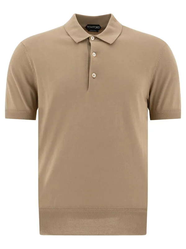 Cashmere And Silk Polo Shirt Polo Shirts Beige - Tom Ford