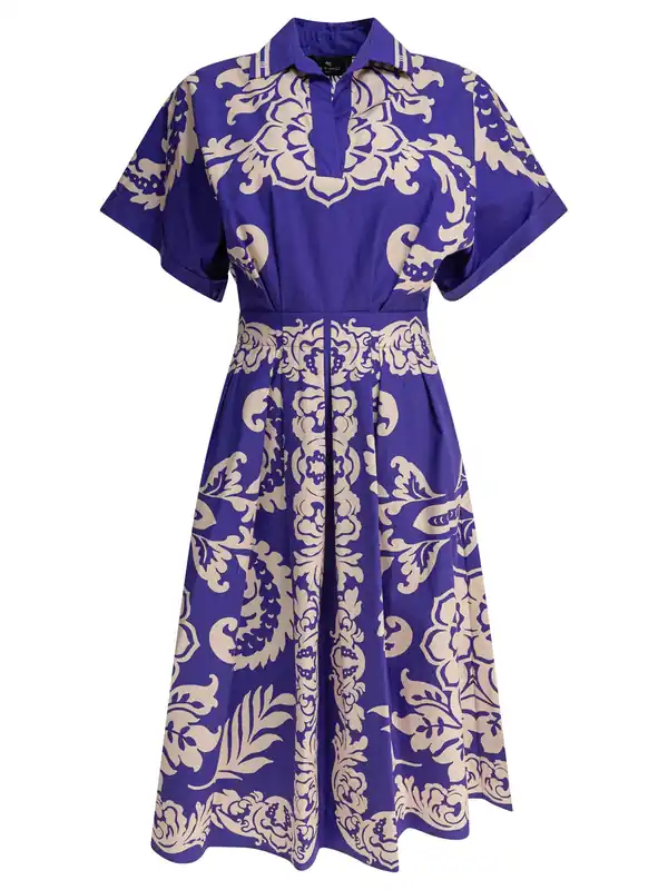 Cotton Flared Dress Dresses Blue - Etro