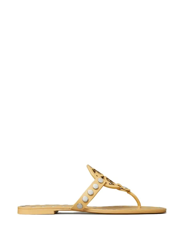 Studded Miller Leather Flat Sandals - Tory Burch