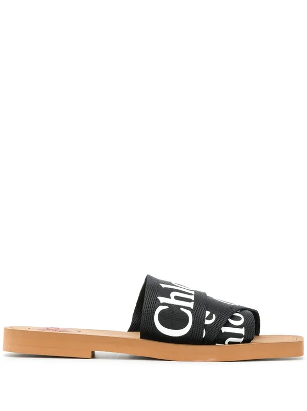 Woody Linen Flat Sandals - Chloé
