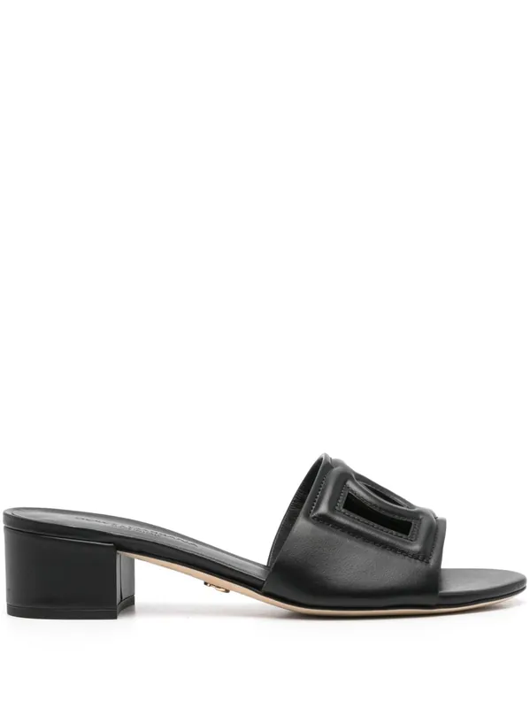 Dg Logo Leather Mules - Dolce & Gabbana