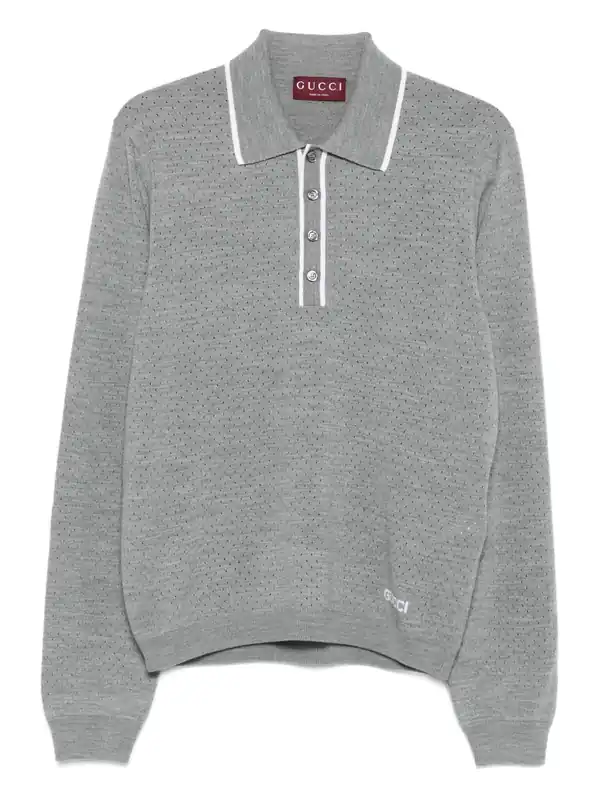 Wool Long-Sleeves Polo Shirt
