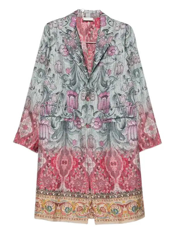 Silk Printed Single-Breasted Coat