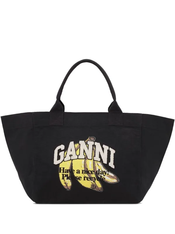 Organic Cotton Xxl Tote Bag - Ganni