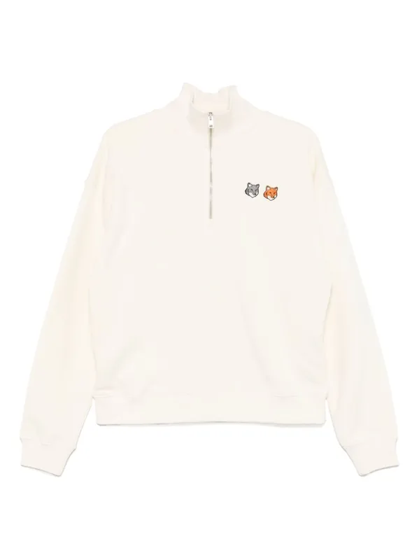 Double Bold Fox Head Cotton Sweatshirt - Maison Kitsuné