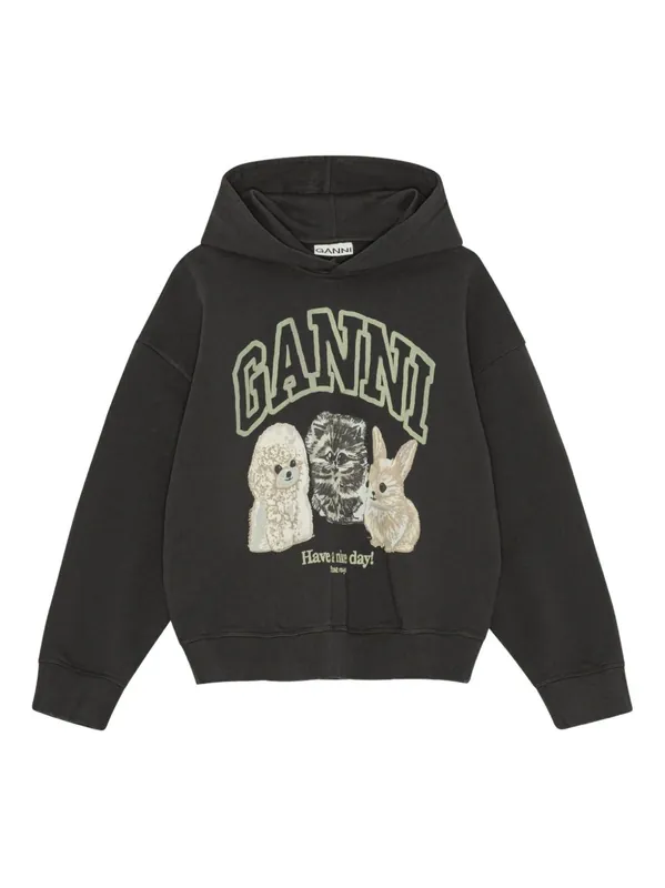 Animals Organic Cotton Hoodie - Ganni