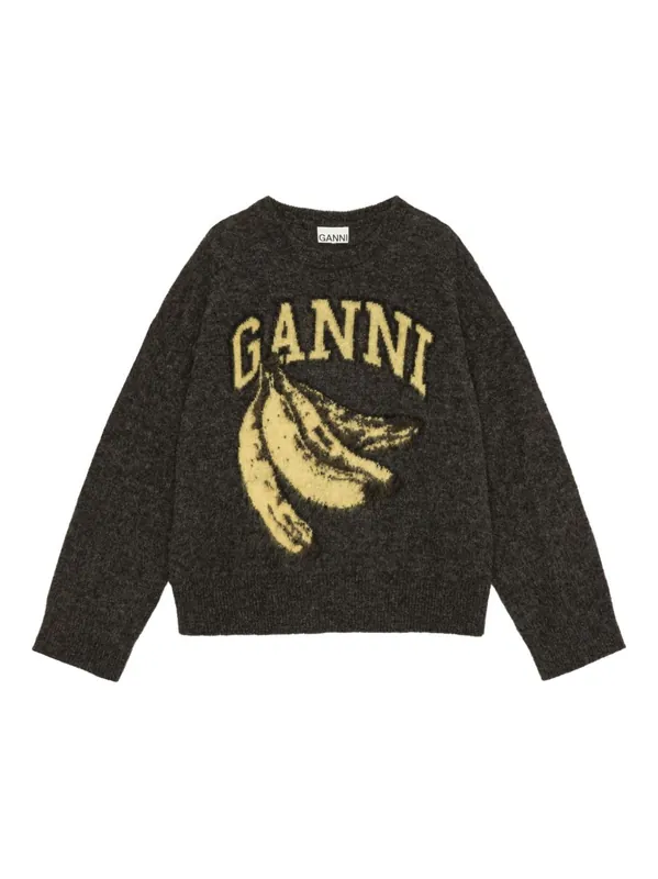 Banana Wool Crewneck Sweater - Ganni
