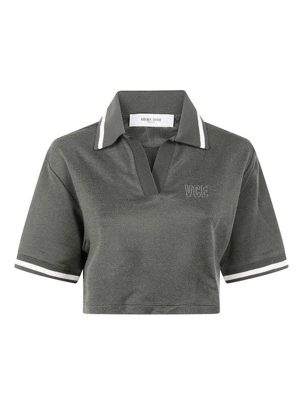 Cotton Cropped Polo Shirt - Golden Goose
