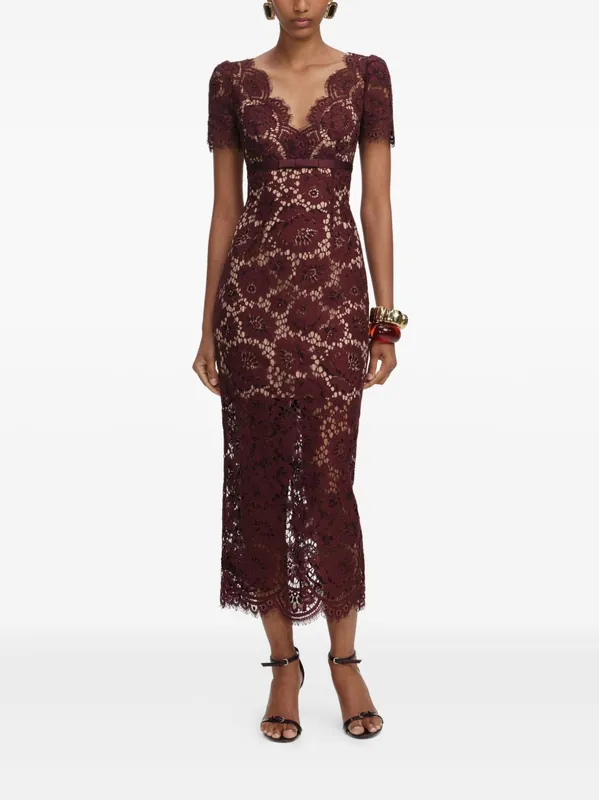 V-Necked Midi Dress