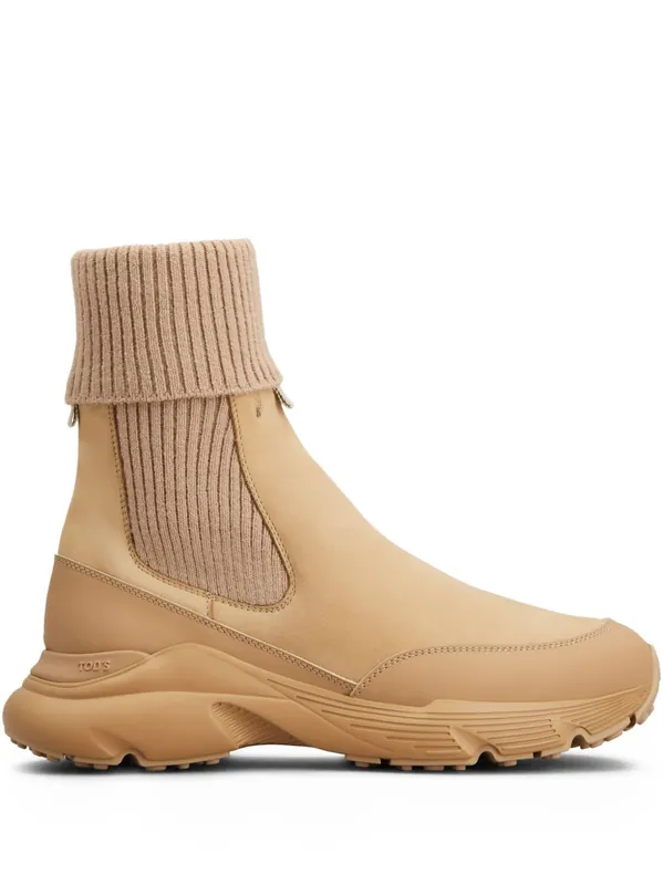 Leather Knitted Boots - Tod's