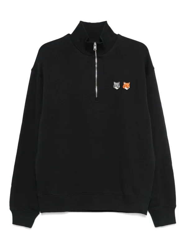 Double Bold Fox Head Cotton Sweatshirt - Maison Kitsuné