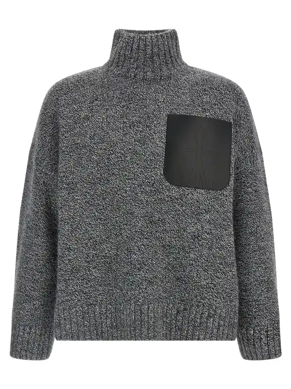 Leather Patch Pocket Sweaters And Cardigans Gray - JW Anderson