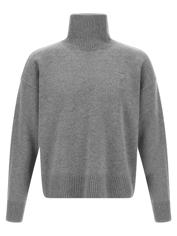 Puff Logo Sweater Sweaters And Cardigans Gray - Ami Paris