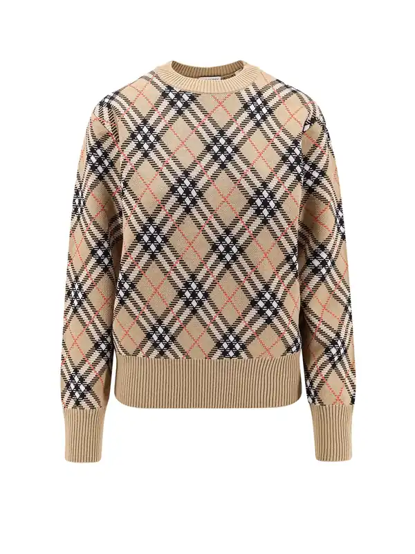 Wool Sweater With Burberry Check Motif