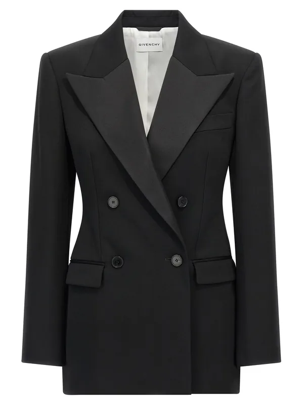 Satin Lapel Blazer Blazers Black - Givenchy