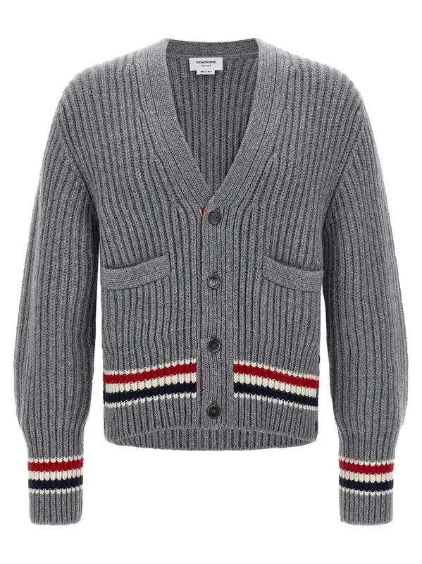 Rwb Tape Cardigan Sweaters And Cardigans Gray - Thom Browne