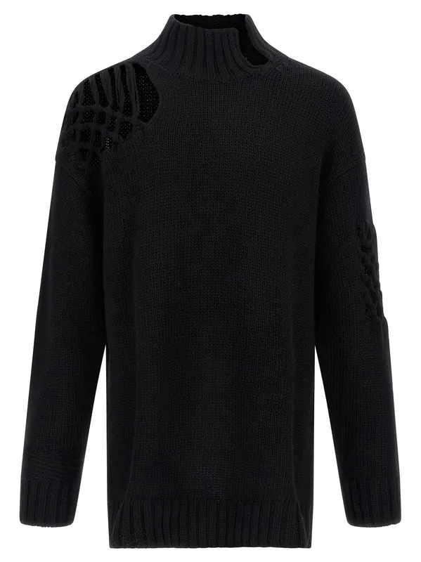 Macramé Insert Sweater Sweaters And Cardigans Black - Yohji Yamamoto