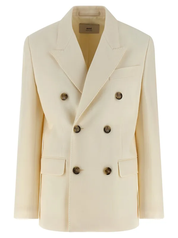 Wool Blazer Blazers White - Ami Paris