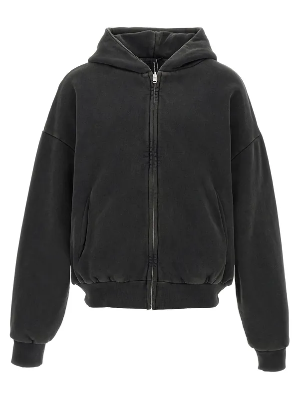Thermarl Hood Washed Sweatshirt Black - Entire Studios