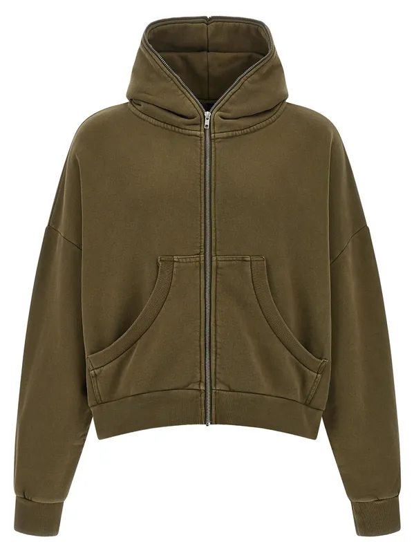 Eternal Zip Washed Sweatshirt Green - Entire Studios