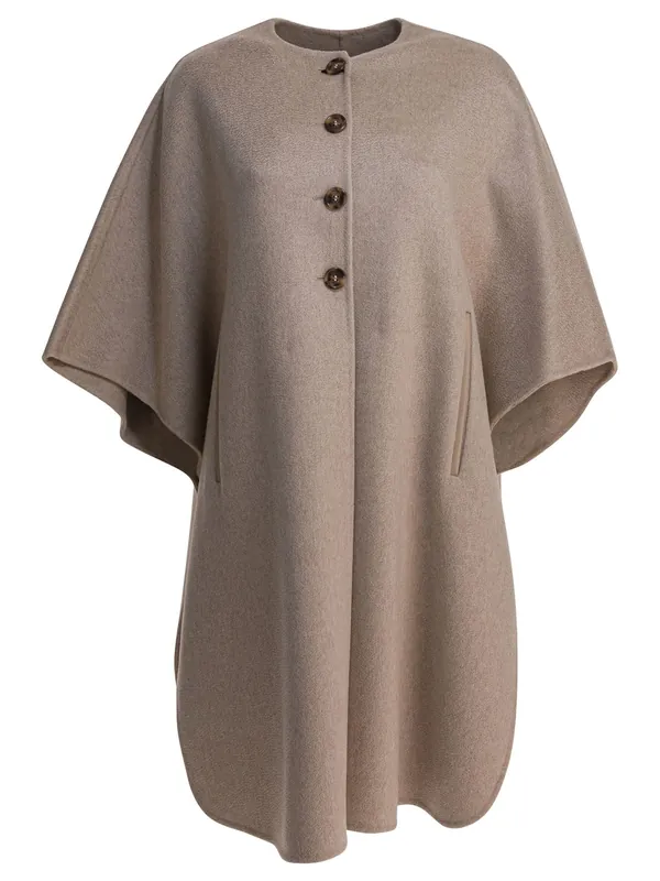 Cashmere Midi Cape Jackets And Coats Beige - Max Mara
