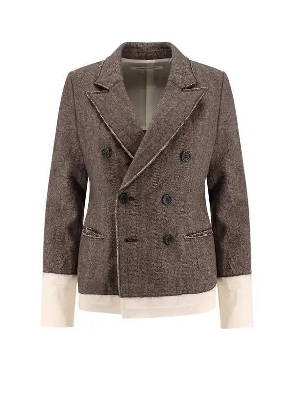 Wool Blend Blazer With Frayed Profiles - Undercover